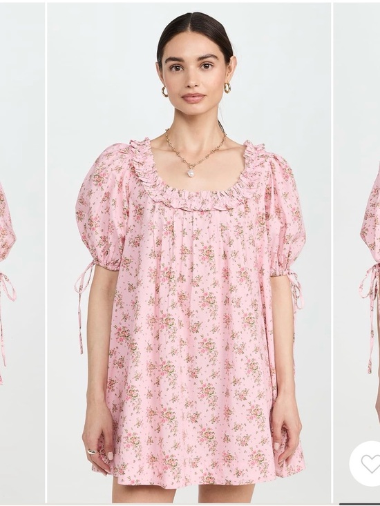 Damson Madder Dresses & Skirts - Damson Madder Ruffle Mini Dress - Pink floral, square neck